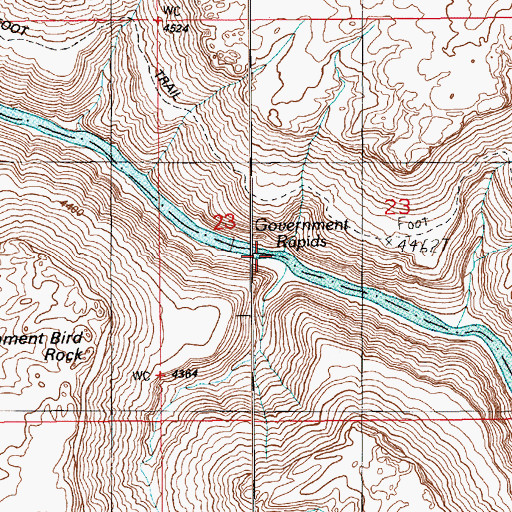 Topographic Map of Government Rapids, UT