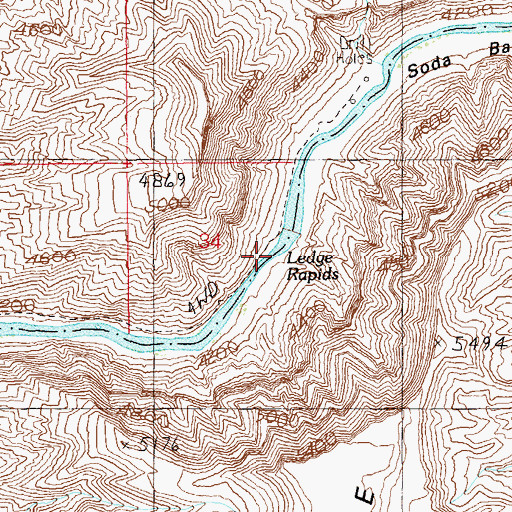 Topographic Map of Ledge Rapids, UT