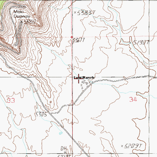 Topographic Map of Lees Ranch, UT
