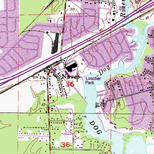 Topographic Map of Luscher Park, AL