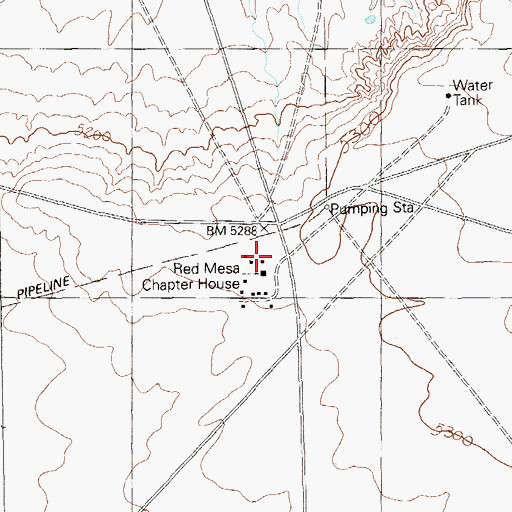 Topographic Map of Red Mesa Chapter House, UT