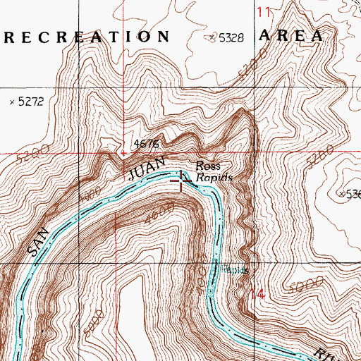 Topographic Map of Ross Rapids, UT
