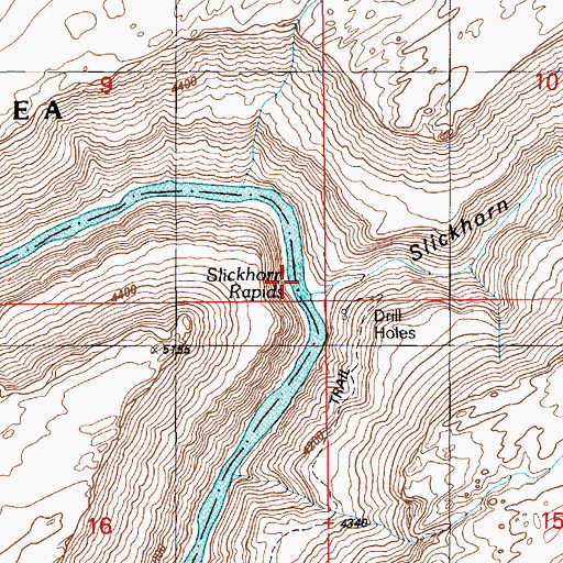 Topographic Map of Slickhorn Rapids, UT