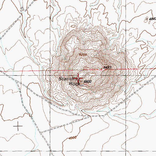 Topographic Map of Standing Rock, UT