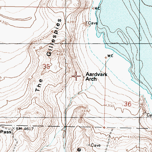 Topographic Map of Aardvark Arch, UT
