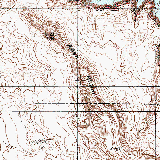 Topographic Map of Adah Hillini, UT