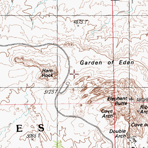 Topographic Map of Adam and Eve, UT