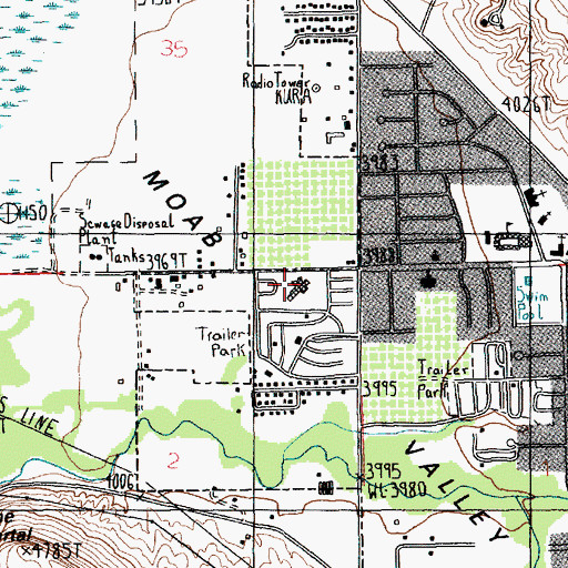 Topographic Map of Allen Memorial Hospital, UT