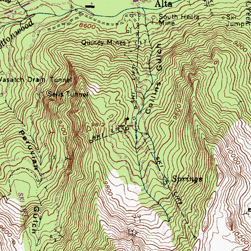 Topographic Map of Alta Ski Area, UT