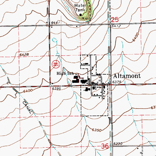Topographic Map of Altamont Elementary School, UT