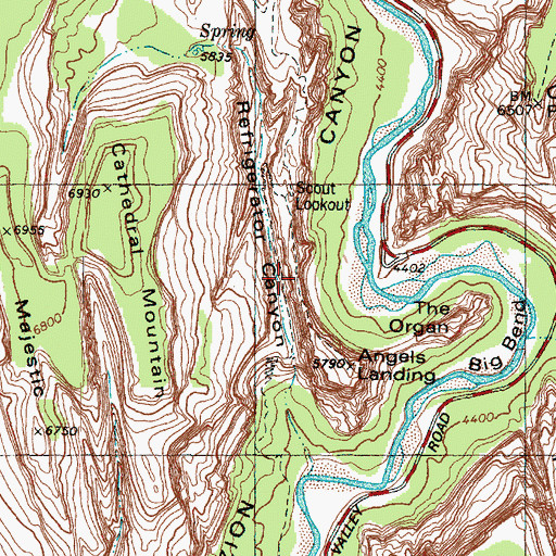 Topographic Map of Angels Landing Trail, UT