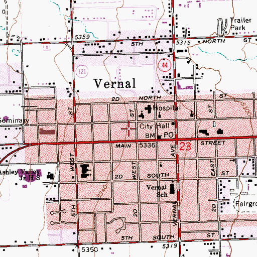 Topographic Map of Ashley Valley Hospital Heliport, UT