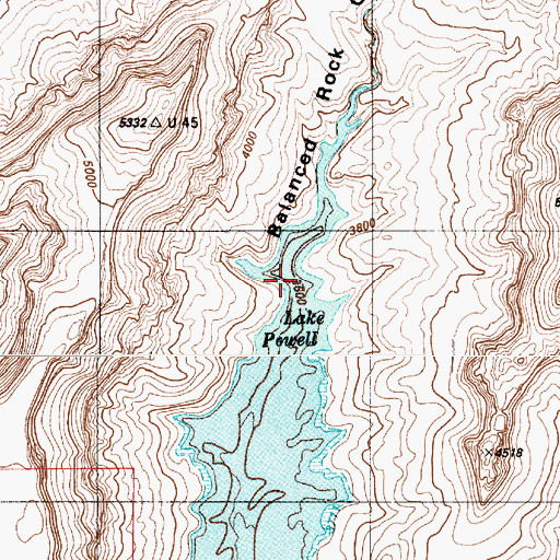 Topographic Map of Balanced Rock Canyon, UT