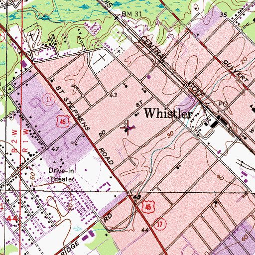 Topographic Map of Martha Thomas Elementary School, AL