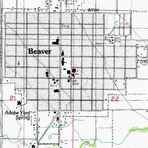 Topographic Map of Beaver High School, UT