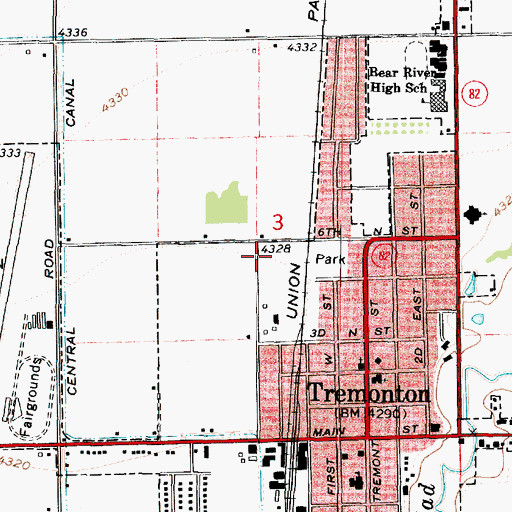 Topographic Map of Bear River Valley Heliport, UT