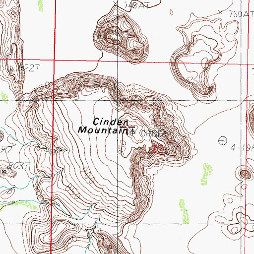 Topographic Map of Cinder Mountain, AZ