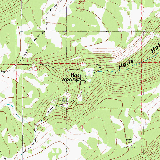 Topographic Map of Bear Springs, UT
