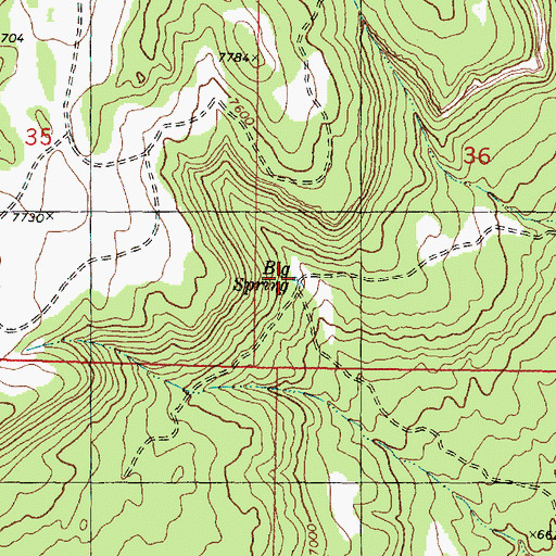 Topographic Map of Big Spring, UT