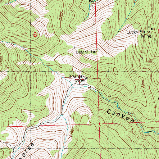 Topographic Map of Bismark Mine, UT