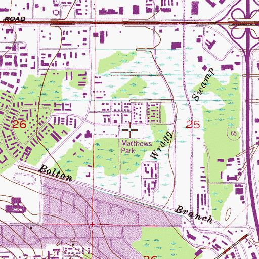 Topographic Map of Matthews Park, AL