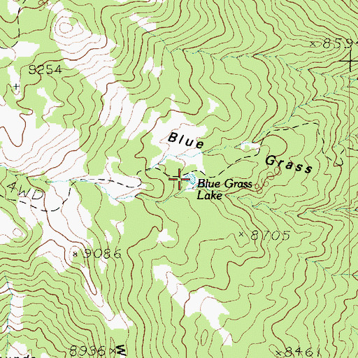 Topographic Map of Blue Grass Lake, UT