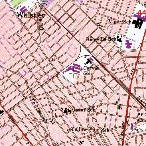 Topographic Map of Mattie T Blount High School, AL