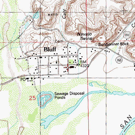 Topographic Map of Bluff Elementary School, UT