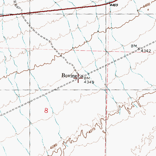 Topographic Map of Bovine, UT