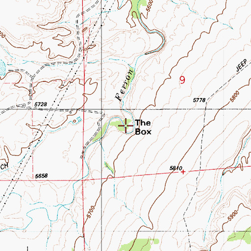 Topographic Map of The Box, UT