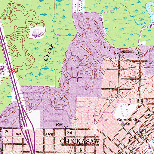 Topographic Map of Mauvilla Forest Estates, AL