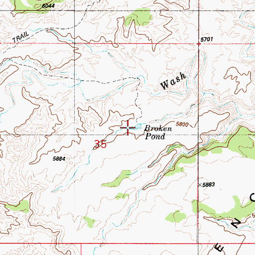 Topographic Map of Broken Pond, UT