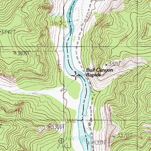 Topographic Map of Bull Canyon Rapids, UT