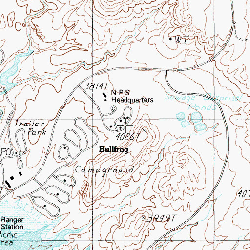 Topographic Map of Bullfrog, UT