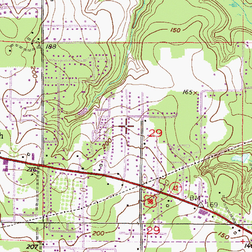 Topographic Map of Meadow Lane Estates, AL