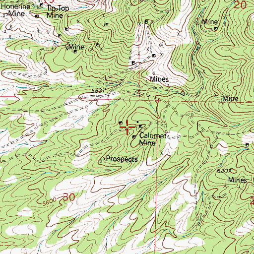 Topographic Map of Calumet Mine, UT