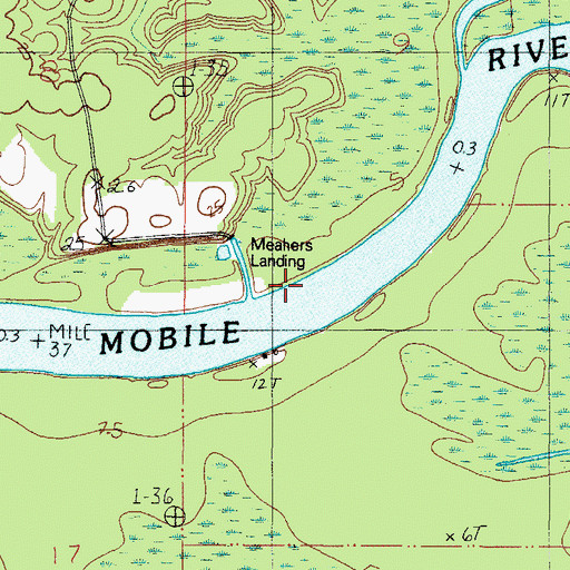 Topographic Map of Meahers Landing, AL