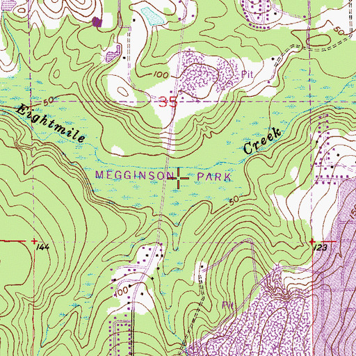 Topographic Map of Megginson Park, AL