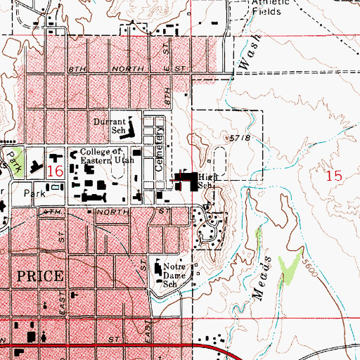 Topographic Map of Carbon High School, UT