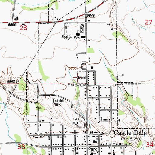 Topographic Map of Castle Dale City Cemetery, UT