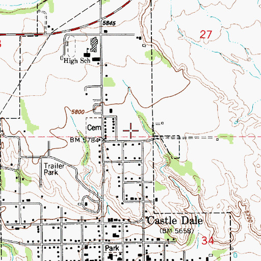 Topographic Map of Castle Dale Elementary School, UT