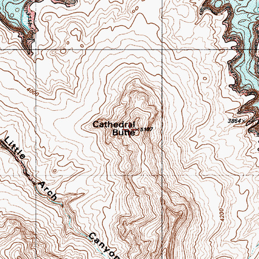Topographic Map of Cathedral Butte, UT