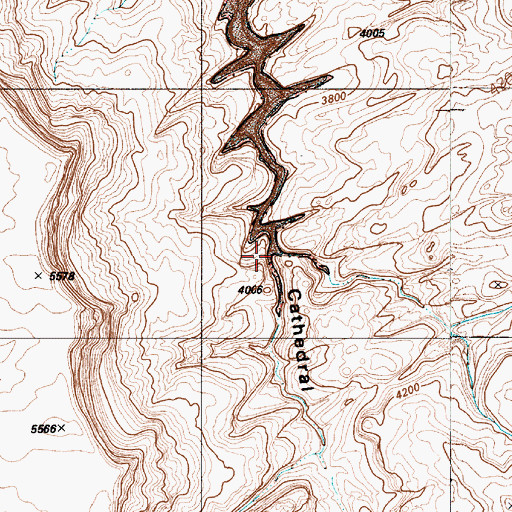 Topographic Map of Cathedral Canyon, UT