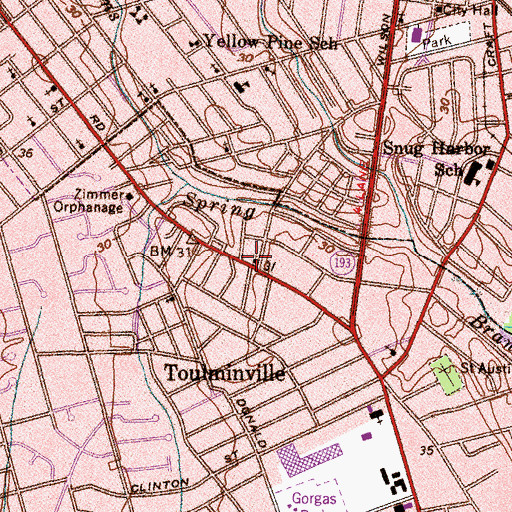 Topographic Map of Memorial Presbyterian Church, AL