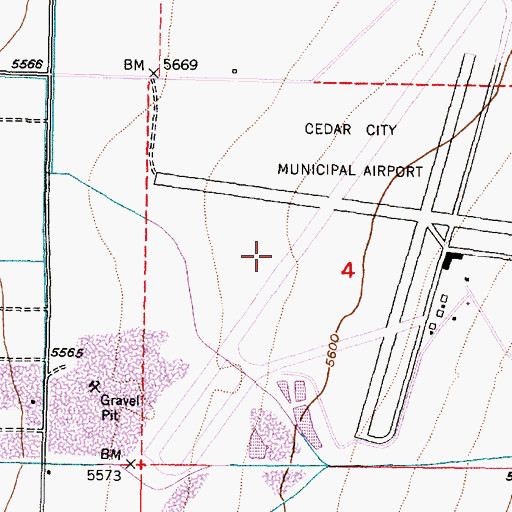 Topographic Map of Cedar City Heliport, UT