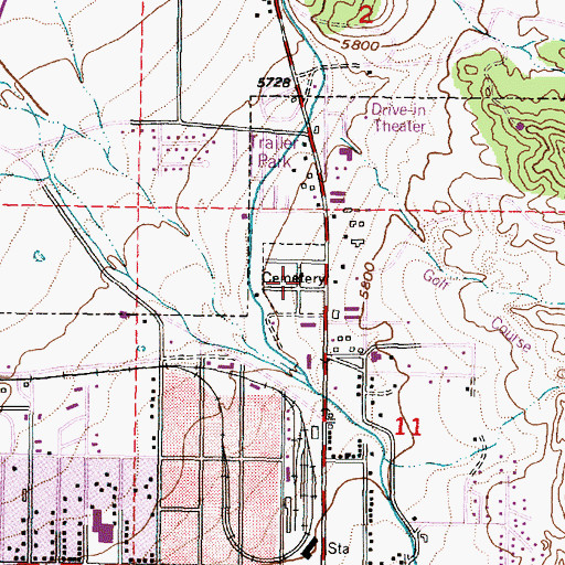 Topographic Map of Cedar City Cemetery, UT