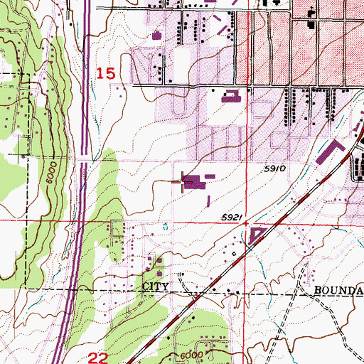 Topographic Map of Cedar City High School, UT