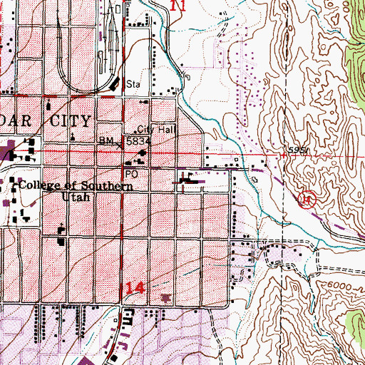 Topographic Map of Cedar East Elementary School, UT