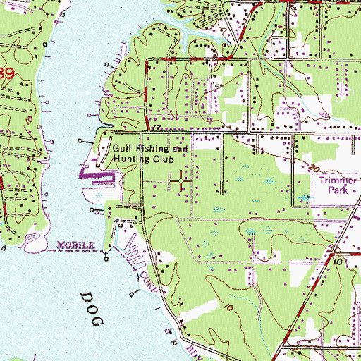 Topographic Map of Michele Estates, AL