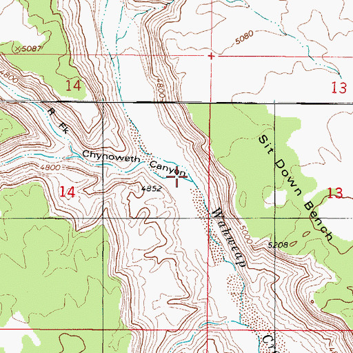 Topographic Map of Chynoweth Canyon, UT